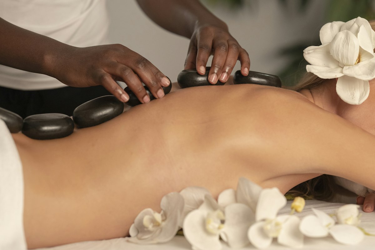 Therapist giving a back massage